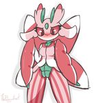  2016 blush breasts edit female feral green_body hi_res lurantis nintendo pink_body pok&eacute;mon pussy red_body red_eyes red_pupils simple_background solo thepolygonheart video_games white_background white_body 