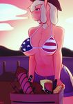  anthro applejack_(mlp) blush bra breasts clothed clothing cowboy_hat earth_pony equine female fireworks friendship_is_magic hat horse mammal my_little_pony outside pony solo standing tsudamaku underwear 