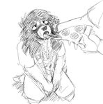  anthro black_and_white blush claws clothing disembodied_hand eating food hladilnik male mammal monochrome nobby_(character) open_mouth pizza sloth suggestive suggestive_food toe_claws tongue tongue_out 