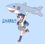  1girl blue_hair kurokawa_makoto long_hair love_live! love_live!_sunshine school_uniform shark tsushima_yoshiko 