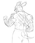  2017 absurd_res adventure anthro biceps blazingblazen canine chain digital_media_(artwork) dog hi_res iggy_(jjba) jojo&#039;s_bizarre_adventure male mammal muscular muscular_male piercing scar sketch solo 