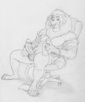  abs anthro athletic balls barefoot bottomless cellphone chair clothed clothing digitigrade disney erection feline greyscale hi_res holding_penis leodore_lionheart lion looking_at_viewer male mammal mane monochrome neverwolf office_chair open_shirt pencil_(artwork) penis phone retracted_foreskin selfie sitting smile solo traditional_media_(artwork) uncut vein veiny_penis whiskers zootopia 