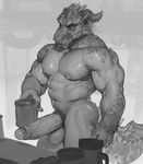  2017 abs anthro areola balls biceps big_biceps big_muscles big_pecs big_penis big_tail black_and_white cock_ring cup darkgem digital_media_(artwork) dragon erection facial_piercing front_view grey_background holding_object horn huge_penis huge_tail humanoid_hands humanoid_penis long_penis long_tail male monochrome muscular muscular_arms muscular_male nipples nose_piercing nude partially_retracted_foreskin pecs penis piercing scales scalie simple_background snout solo standing table teeth thick_penis thick_tail thick_thighs triceps uncut vein veiny_muscles veiny_penis 