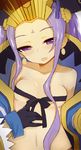  areola_slip areolae bare_shoulders black_ribbon blush bow bow_bra bra bracer breasts chinese_clothes clothes_down collarbone commentary_request covering covering_breasts crown earrings facial_mark fang fate/grand_order fate_(series) fengguan forehead_mark gloves groin hair_ornament head_tilt headpiece highres izuoku jewelry lavender_hair looking_at_viewer navel nose_blush open_mouth purple_eyes ribbon ribbon_bra sidelocks small_breasts solo stomach string string_bra underwear upper_body wu_zetian_(fate/grand_order) 