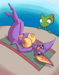  anthro bat breasts chameleon countershading female holding_breast joelasko laylee lizard lying male mammal nipples purple_skin reptile scalie tongue voluptuous yooka yooka-laylee 