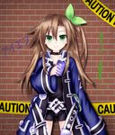  1girl blush brown_hair cellphone female green_eyes if_(choujigen_game_neptune) looking_at_viewer neptune_(series) smile solo 