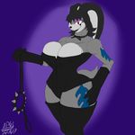  angrypotato96 anthro big_breasts breasts clothing collar corset female jakkai leash lingerie looking_at_viewer slightly_damned smile solo standing voluptuous wide_hips 