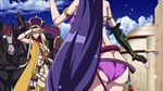  2girls animated animated_gif breasts fate/grand_order fate_(series) large_breasts long_hair minamoto_no_raikou_(swimsuit_lancer)_(fate) multiple_girls purple_hair 