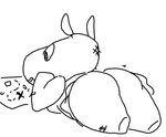  arm_support big_butt black_and_white breasts butt clothing dress female hippopotamus living_plush mammal map monochrome princess_hippo the_weaver toybox_pals 