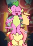  4_fingers animated anthro blurred_background chest_tuft defailed_background dialogue dragon equine eyes_closed fangs feral fluttershy_(mlp) friendship_is_magic fur hair horse mammal my_little_pony nude pink_hair pony purple_body scalie silhouettes standing_on tuft yellow_fur zonkpunch 