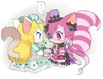  2girls artist_request blonde_hair blue_eyes boots cat cat_busters eye_patch furry long_hair multiple_girls pink_hair short_hair 