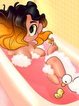  avian bath bath_tub big_lips bird bubble bubble_bath curly_hair duck female freckles hair human human_only lips mammal nipples not_furry rubber_duck solo sunnyhoneybone 