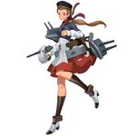  black_hat black_legwear brown_hair cannon closed_mouth expressionless full_body hat high-waist_skirt holding holding_weapon iron_cross kneehighs leg_up long_hair long_sleeves looking_at_viewer low_ponytail machinery official_art red_eyes salmon88 shoes simple_background skirt sleeves_past_wrists solo standing standing_on_one_leg turret victory_belles weapon white_background white_footwear yavuz_(victory_belles) 