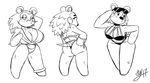  2017 animal_crossing big_breasts bigkini black_and_white blush breasts butt camel_toe cleavage clothed clothing cricket-inc eyewear female group hand_on_hip hedgehog huge_breasts labelle_able looking_back mabel_able mammal monochrome mouthless nintendo sable_able sibling sisters sunglasses video_games 