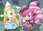  2girls artist_request blonde_hair blue_eyes boots cat cat_busters eye_patch furry long_hair multiple_girls pink_hair short_hair 