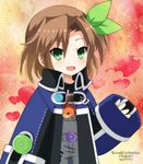  bow brown_hair caro-xy child green_eyes hair_bow hair_ornament if_(choujigen_game_neptune) long_hair looking_at_viewer neptune_(series) ribbon smile solo younger 