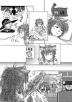  3girls animal_ears borrowed_character cameko_(camel) comic female hat monochrome multiple_girls original puki_(creature) sachiho yoikuma 