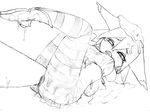  camel_(dansen) chrono_(camel) cunnilingus cunnilingus_through_clothes messy minigirl monochrome open_mouth oral original solo_focus striped_legwear through_clothes tongue wet 