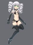  aposine bare_shoulders black_sister blush breasts drill_hair elbow_gloves flat_chest gloves green_eyes highres long_hair looking_at_viewer navel neptune_(series) open_mouth small_breasts smile solo symbol-shaped_pupils thighhighs twin_drills white_hair 