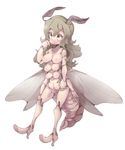  1girl breasts extra_breasts female insect_girl long_hair ls-lrtha nipples original simple_background solo white_background wings 