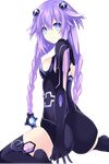  absurdres ass blue_eyes braid breasts hair_ornament highres long_hair looking_at_viewer looking_back medium_breasts neptune_(series) power_symbol purple_hair purple_heart ramu-on@_shinon sitting smile solo symbol-shaped_pupils transparent_background twin_braids twintails 