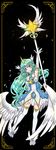  1girl alternate_costume alternate_eye_color alternate_hair_color alternate_hairstyle animal_ears gloves green_hair horn league_of_legends skirt solo soraka star_guardian_soraka white_gloves 