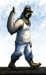  2017 3_fingers anthro artist_signature blue_fur boots brown_eyes clothing colored digital_media_(artwork) feral footwear fur hat jeans joe looking_at_viewer mammal neck_tuft pants poof rat ratte rodent shirt slightly_chubby sloth smile standing tank_top tuft walking waving 
