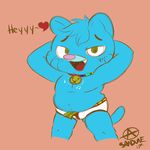  bell briefs cartoon_network cat clothing collar feline male mammal overweight sandune seducing slightly_chubby the_amazing_world_of_gumball underwear 