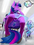  2015 anthro anthrofied berndem-bones biting_lip blush chair clothing dildo english_text equine female female/female footwear friendship_is_magic fur grin hair hi_res hooves horn legwear magic mammal multicolored_hair my_little_pony nipple_bulge panties panties_aside penetration princess_celestia_(mlp) purple_fur purple_hair pussy pussy_juice school sex_toy shirt shoes sitting skirt smile socks sweat text trixie_(mlp) twilight_sparkle_(mlp) two_tone_hair underwear underwear_aside unicorn upskirt vaginal vaginal_penetration 