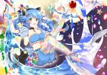  :d animal_ears apple bird bloomers blue_eyes blue_footwear blue_gloves blue_sky blush cat_ears cloud collar detached_sleeves dove fingerless_gloves fish food fruit full_body gloves hair_ornament hat high_heels iroha_(shiki) leg_up long_hair looking_at_viewer md5_mismatch midriff multicolored multicolored_clothes multicolored_legwear navel open_mouth paint_tube pencil pixiv pixiv-tan puffy_short_sleeves puffy_sleeves rainbow_legwear shoes short_sleeves sky smile solo star striped tail twintails underwear water white_footwear 