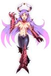  animal_ears blush breasts bunny_ears cleavage collarbone cookie_(touhou) enperuto_(yarumi) eyebrows_visible_through_hair fang full_body highres hisui_(cookie) large_breasts long_hair looking_at_viewer navel open_mouth pointy_ears purple_hair red_eyes reisen_udongein_inaba smile solo standing touhou transparent_background very_long_hair yen 