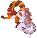  2017 anal anna_sama anthro big_butt black_nipples blush breasts butt chimera duo eyewear feline female female/female frionella glasses grey_hair hair hi_res horn hybrid jush leopard licking mammal nipples oral pussy red_hair rimming sex simple_background slightly_chubby snow_leopard tongue tongue_out 