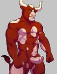  2017 5_fingers abs anthro balls biceps biped bovine cattle digital_media_(artwork) erection eyebrows facial_piercing front_view fur grey_background hi_res horn humanoid_hands humanoid_penis knuxlight male mammal multicolored_balls multicolored_fur muscular muscular_male nipples nose_piercing nose_ring nude pecs penis pepsi_(fa) piercing pink_nipples portrait red_balls red_fur red_tail septum_piercing simple_background smile smirk snout solo standing tail_tuft tate_fulton three-quarter_portrait tuft two_tone_balls two_tone_fur uncut white_balls white_fur white_horn white_penis 