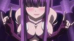  \m/ animated animated_gif blush breasts cleavage etou_fujiko eyes_closed ichiban_ushiro_no_daimaou large_breasts long_hair mole purple_hair 