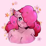  2017 anthro anthrofied arnachy blue_eyes breasts bust_portrait earth_pony equine female friendship_is_magic hair hair_over_eye hi_res horse mammal my_little_pony pink_hair pinkie_pie_(mlp) pony portrait smile solo 