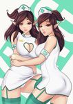  1girls ass breasts brown_eyes brown_hair cleavage cleavage_cutout heart_cutout large_breasts long_hair nurse paladins pointy_ears ying_(paladins) 