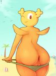  2017 4_fingers absurd_res anus beach bikini butt bzeh cartoon_network clothed clothing digital_media_(artwork) fairy female hi_res humanoid invalid_tag looking_at_viewer one_eye_closed orange_skin penny_fitzgerald pose presenting presenting_hindquarters pussy rear_view seaside shinny_skin smile solo swimsuit the_amazing_world_of_gumball topless undressing wide_hips wink 