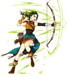  archer bodysuit bow_and_arrow fire_emblem_heroes green_hair long_hair ponytail rebecca_(fire_emblem) 