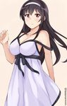  banned_artist breasts cleavage hairband kasumigaoka_utaha large_breasts lingerie long_hair looking_at_viewer negligee red_eyes saenai_heroine_no_sodatekata simple_background solo strap_slip tasora twitter_username underwear 