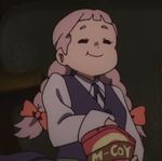  1girl animated animated_gif character_request chips eating food little_witch_academia pink_hair 