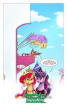  2017 canterlot comic crown equestria_girls equine female friendship_is_magic hi_res horn jewelry mammal my_little_pony necklace saturdaymorningproj sunset_shimmer_(eg) tower twilight_sparkle_(mlp) winged_unicorn wings 