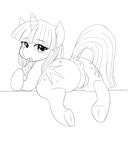  2016 absurd_res anus blush butt clitoris cutie_mark dock doggie999 equine female feral friendship_is_magic hair half-closed_eyes hi_res hooves horn line_art looking_at_viewer looking_back mammal my_little_pony pussy raised_tail rear_view solo twilight_sparkle_(mlp) underhoof unicorn 