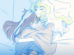  couple diana_cavendish hug kagari_atsuko little_witch_academia lowres lying milk_puppy multiple_girls sleeping yuri 