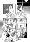  armor bed bedroom blush breasts bunk_bed chin_rest comic full_moon gauntlets gloves greaves greyscale headgear kohinata_miku kouji_(kari) ladder looking_out_window medium_breasts midriff monochrome moon multiple_girls navel open_window opening_window outstretched_hand senki_zesshou_symphogear surprised tachibana_hibiki_(symphogear) translation_request window 