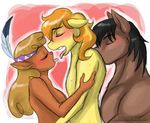  anthro bisexual blush bovine braeburn_(mlp) buffalo earth_pony equine eyes_closed female friendship_is_magic group hasana-chan horse little_strongheart_(mlp) male male/female male/male mammal my_little_pony pony promontory_(mlp) sex sweat 