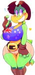  anthro big_breasts big_butt breasts butt clothed clothing croc_(vimhomeless) crocodile crocodilian female gloves hat red_eyes reptile scalie sharp_teeth smile solo teeth vimhomeless 