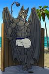  bulge clothing dragonwolf hyper hyper_bulge kaji_aldewolf male outside shorts solo tsaiwolf wings 