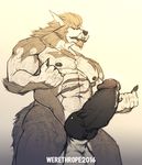  2016 abs anthro balls biceps big_penis black_nipples black_penis body_hair brown_hair canine cum cum_drip dripping erection flexing fur hair hi_res hyper hyper_penis jewelry knot male mammal muscular muscular_male necklace nipples nude pecs penis precum scar solo standing thick_penis vein veiny_penis were werethrope werethrope_laporte werewolf wolf 