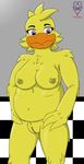  anthro avian beak bird breasts chica_(fnaf) chicken feathers female five_nights_at_freddy five_nights_at_freddy&#039;s nipples nude purple_eyes pussy slightly_chubby smile solo tail_feathers thevgbear video_games winged_arms wings yellow_feathers 