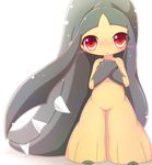  arms_above_head blush cute female hands_together kaceuth mawile nintendo open_mouth pok&eacute;mon red_eyes simple_background solo standing video_games white_background 